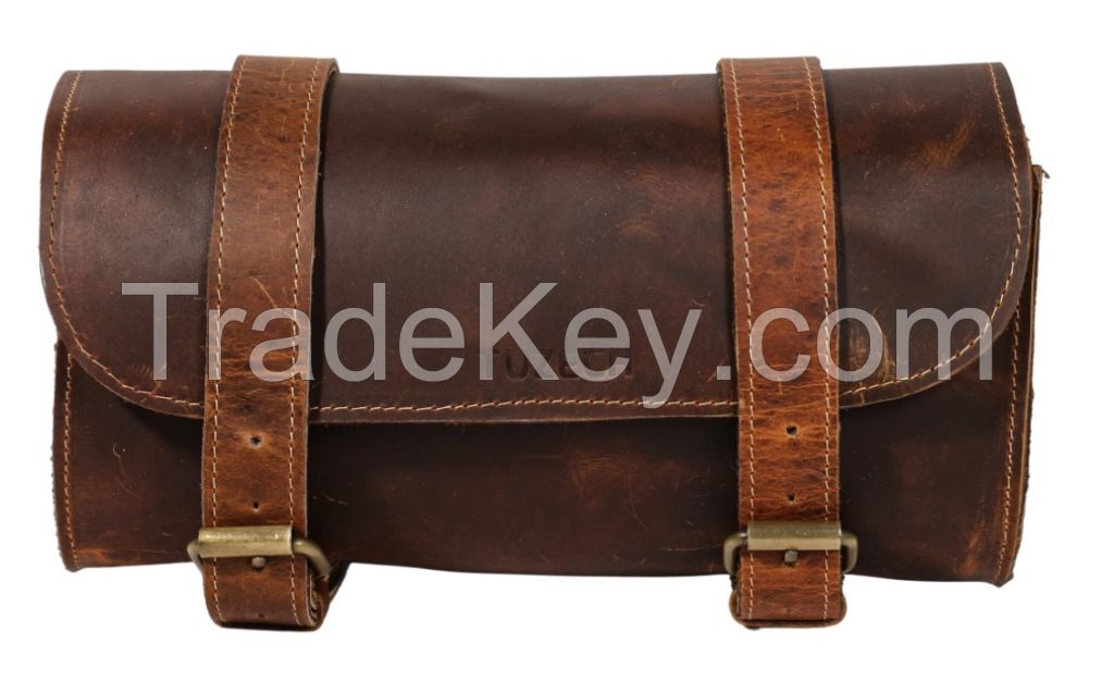 Thick Leather Motorcycle Handlebar Bag