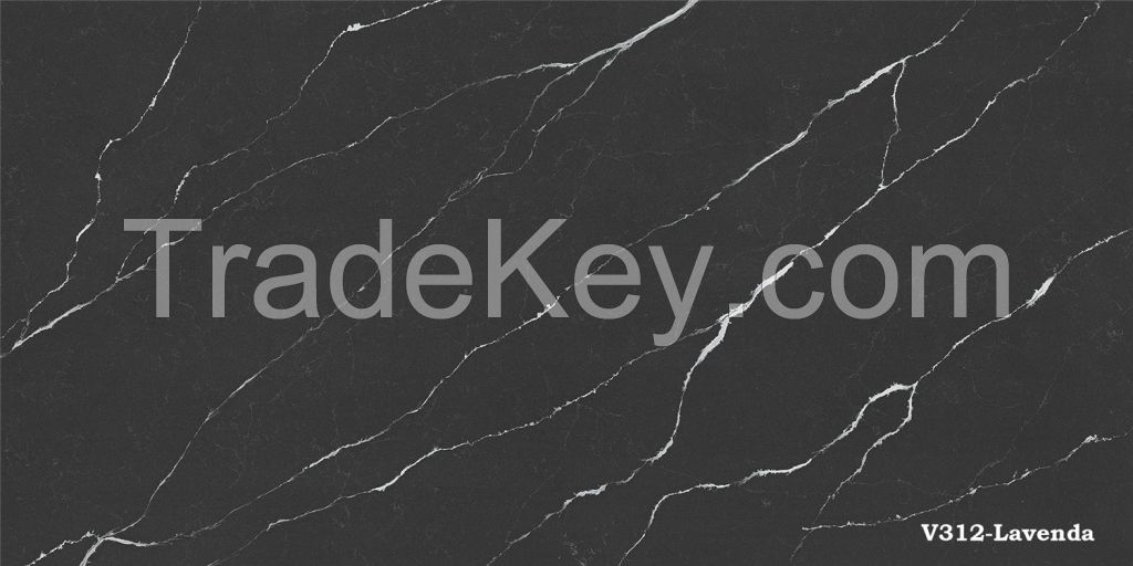 China bathroom quartz slabs carrara quartz Stone Slabs for CountertopCut to size quartz slabs, engineered veined black Quartz Stone Slabs for Countertops