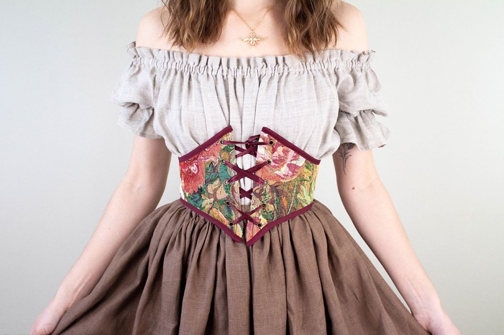 Dark Red Tapestry Corset Belt