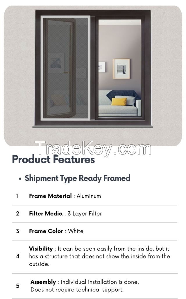 Window Net Dust Pollen Filter Screen Mesh - 3 layers