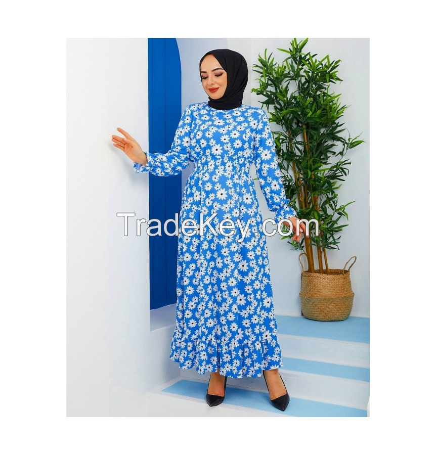 Wholesale Hijab Dress Quality Fabric Vivid Color Fabric Floral Pattern 2022 Summer Season Hijab Clothing