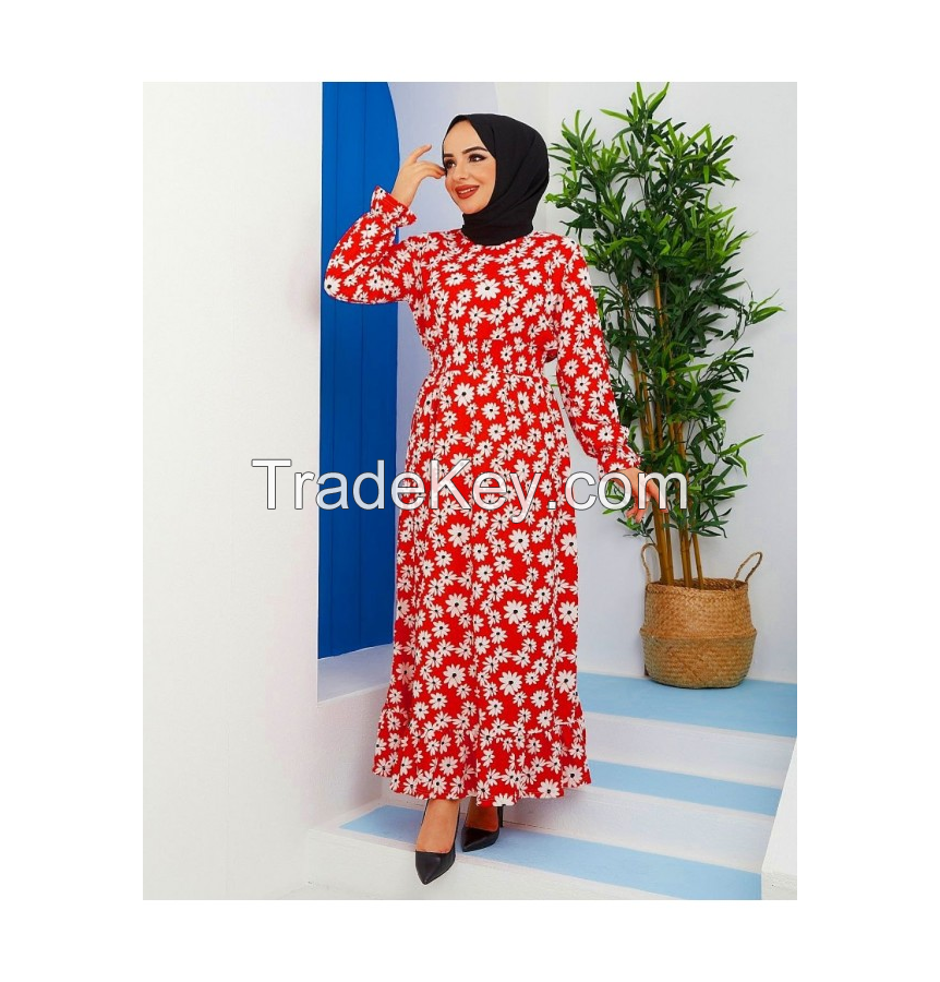 Wholesale Hijab Dress Quality Fabric Vivid Color Fabric Floral Pattern 2022 Summer Season Hijab Clothing