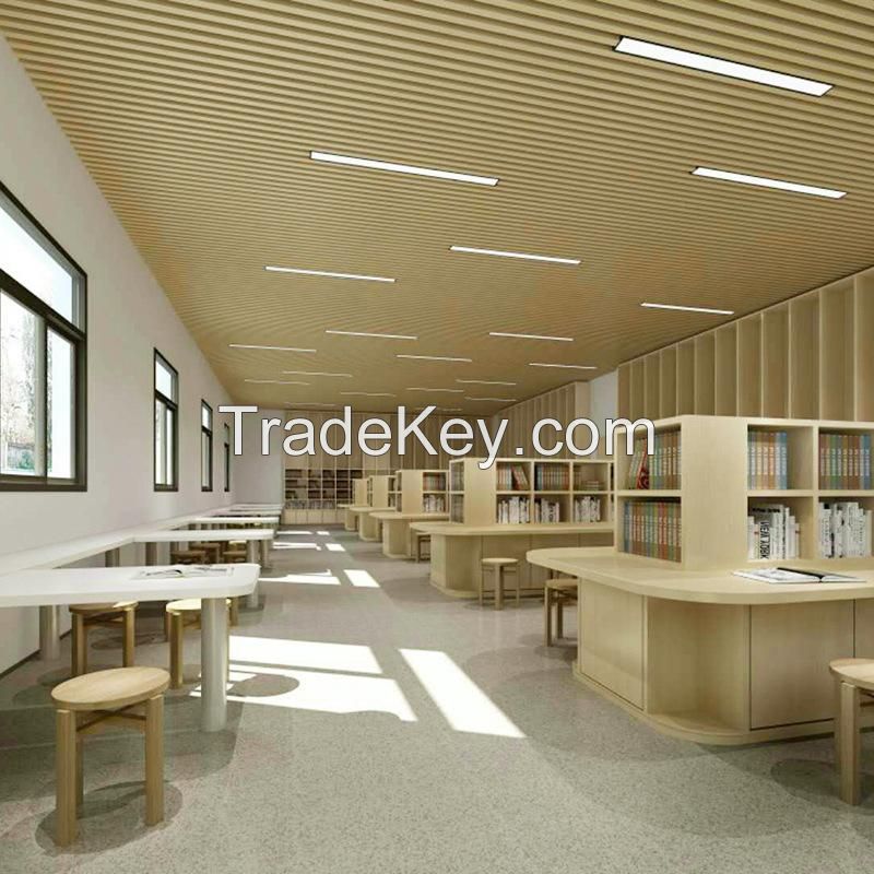 25X100 Aluminum U Shaped Baffle Ceiling Wood Color Ceiling Panel for Metro Station
