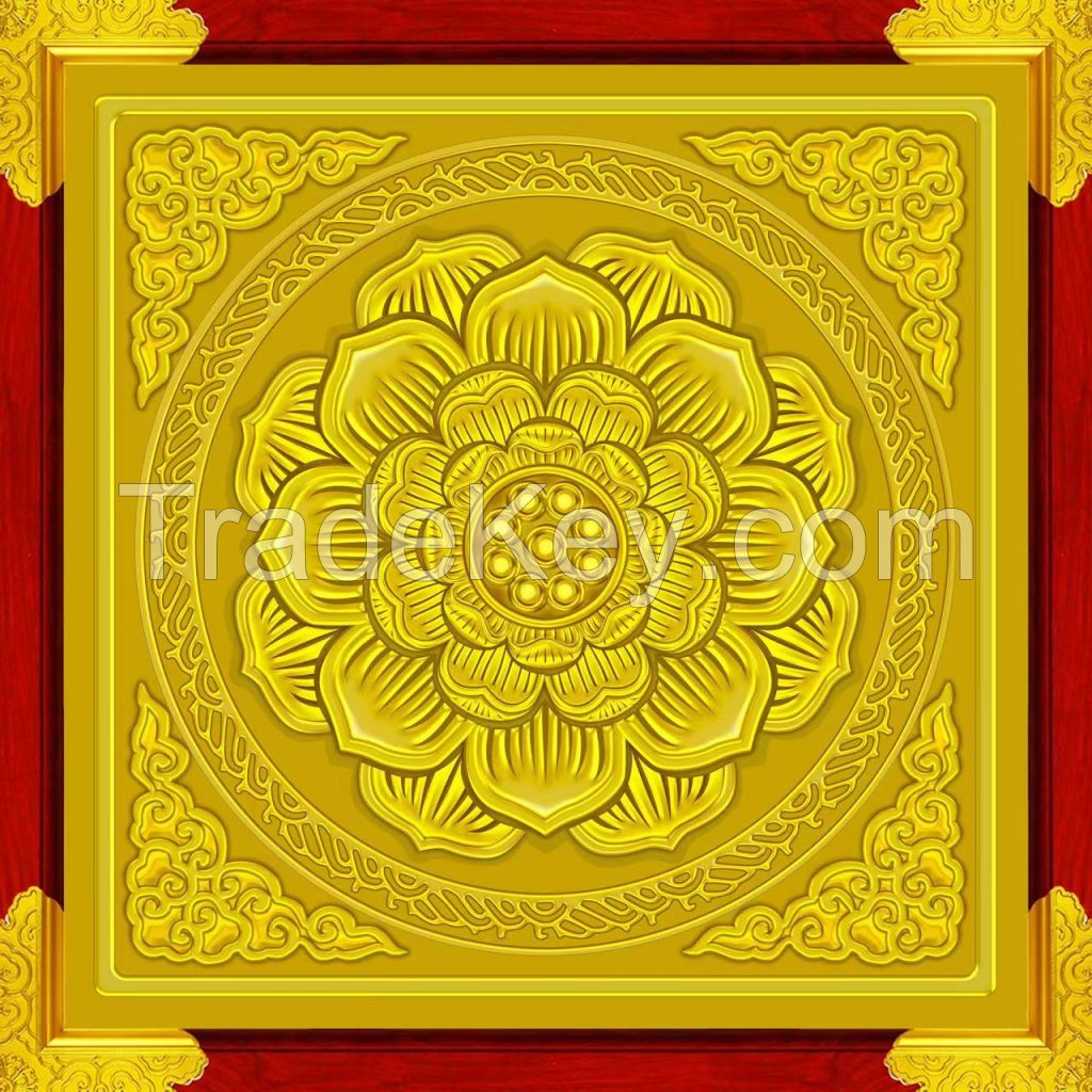 Aluminum Temple 3D Tiles Ceiling Decoration with Embossment Pattern for Temple Ceiling