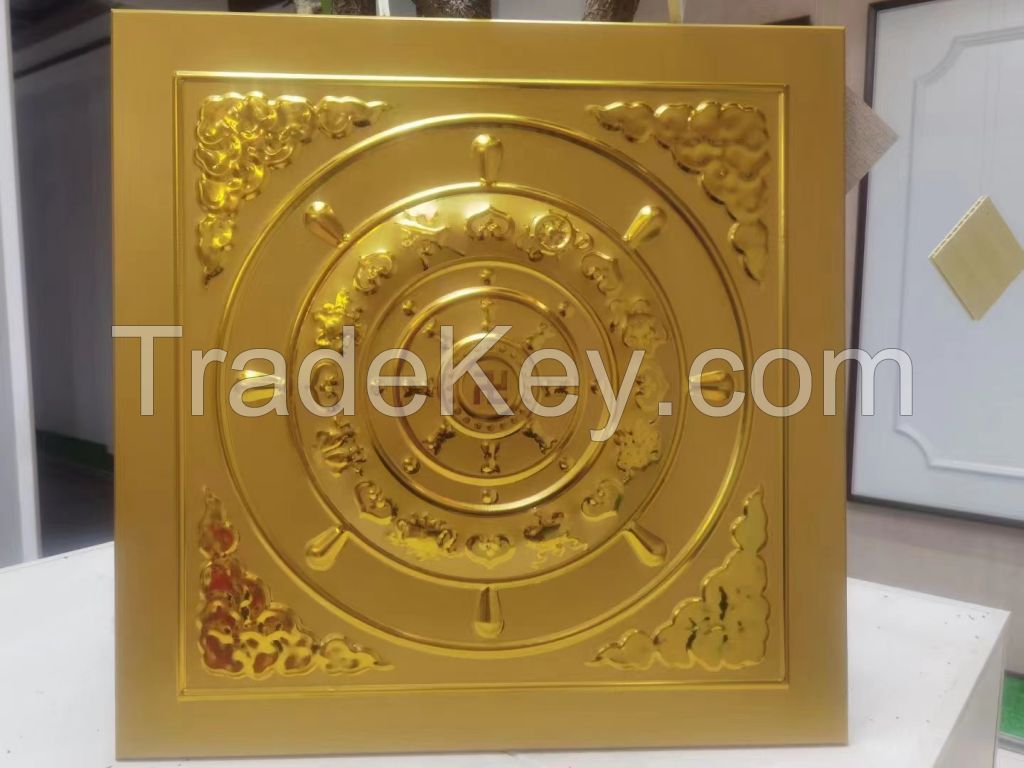 Aluminum Temple 3D Tiles Ceiling Decoration with Embossment Pattern for Temple Ceiling