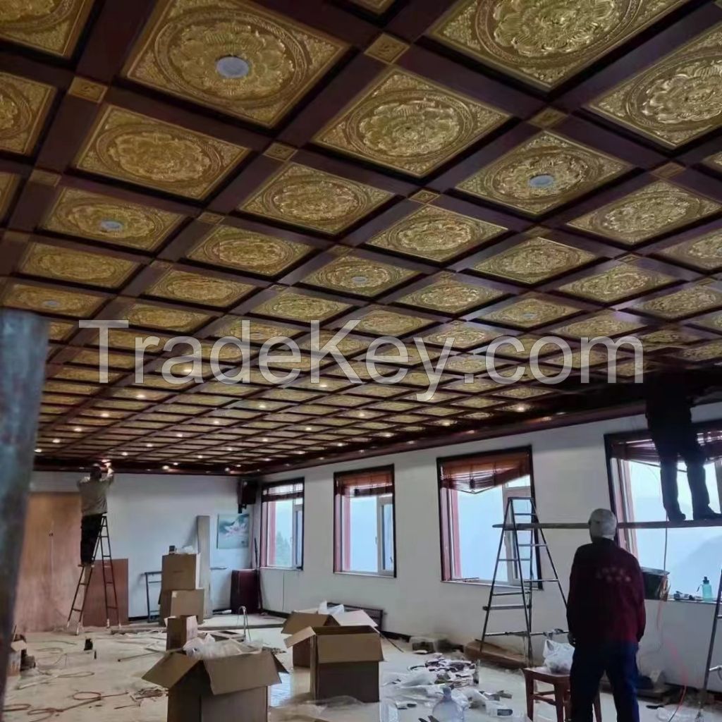 Aluminum Temple 3D Tiles Ceiling Decoration with Embossment Pattern for Temple Ceiling