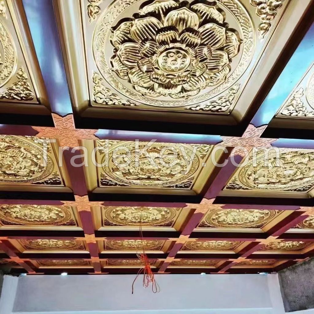 Aluminum Temple 3D Tiles Ceiling Decoration with Embossment Pattern for Temple Ceiling