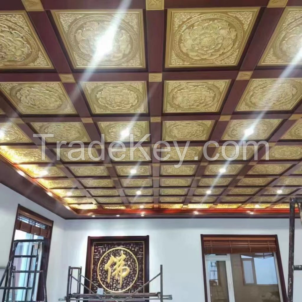 Aluminum Temple 3D Tiles Ceiling Decoration with Embossment Pattern for Temple Ceiling