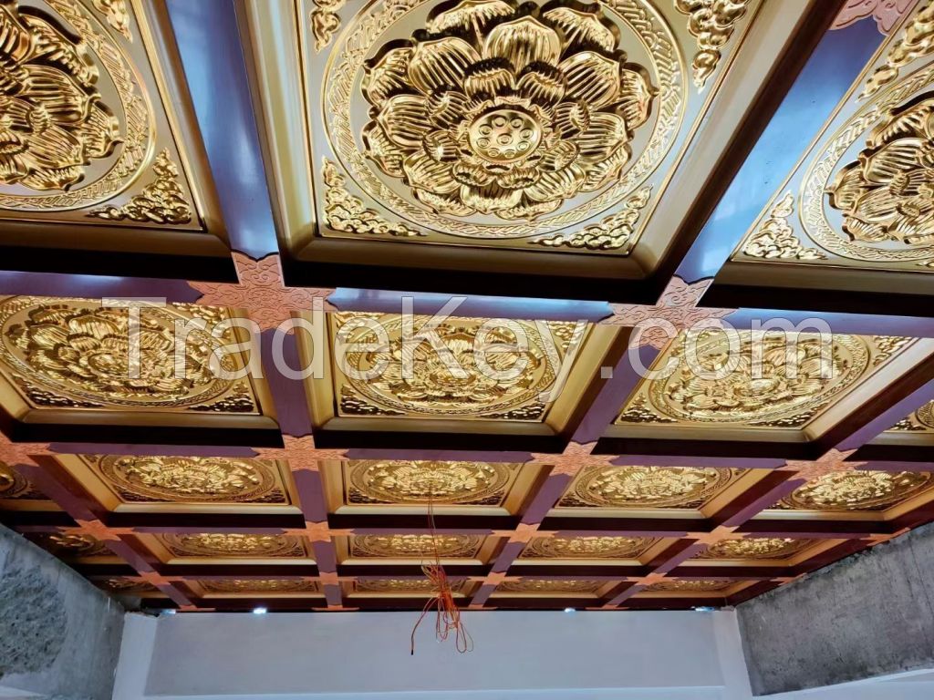 Hot Design Suspended 3D Lotus Pattern Temple Acoustic Ceiling Design Aluminum Clip in Ceiling Panels