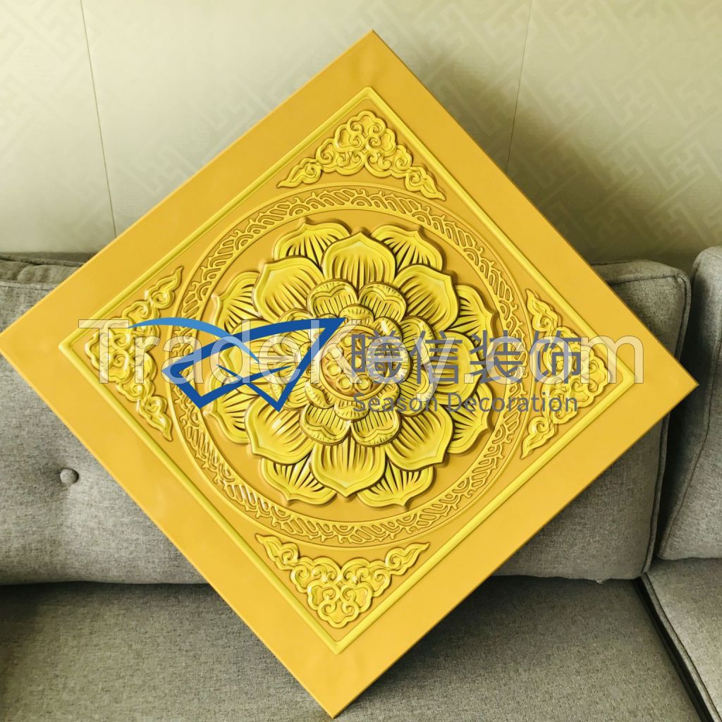 Hot Design Suspended 3D Lotus Pattern Temple Acoustic Ceiling Design Aluminum Clip in Ceiling Panels