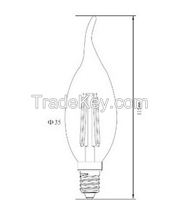 Dimmable E14 4W 8W 400LM WW/CW Candle Bulbs LED Filament Lamps 90-240V