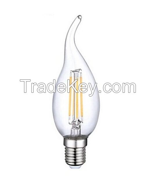 Dimmable E14 4W 8W 400LM WW/CW Candle Bulbs LED Filament Lamps 90-240V