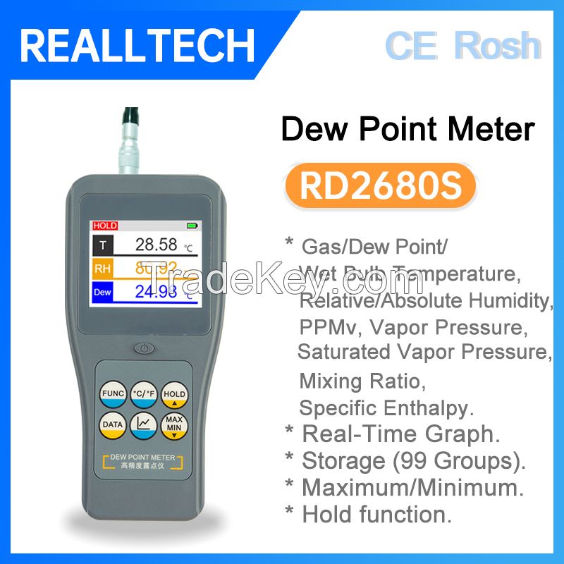 RD2680S Precision Dew Point Meter for HVAC measurement with Graph Display