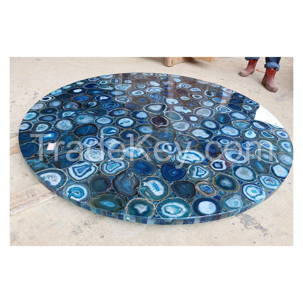 semi precious stone blue agate gemstone slab for sale