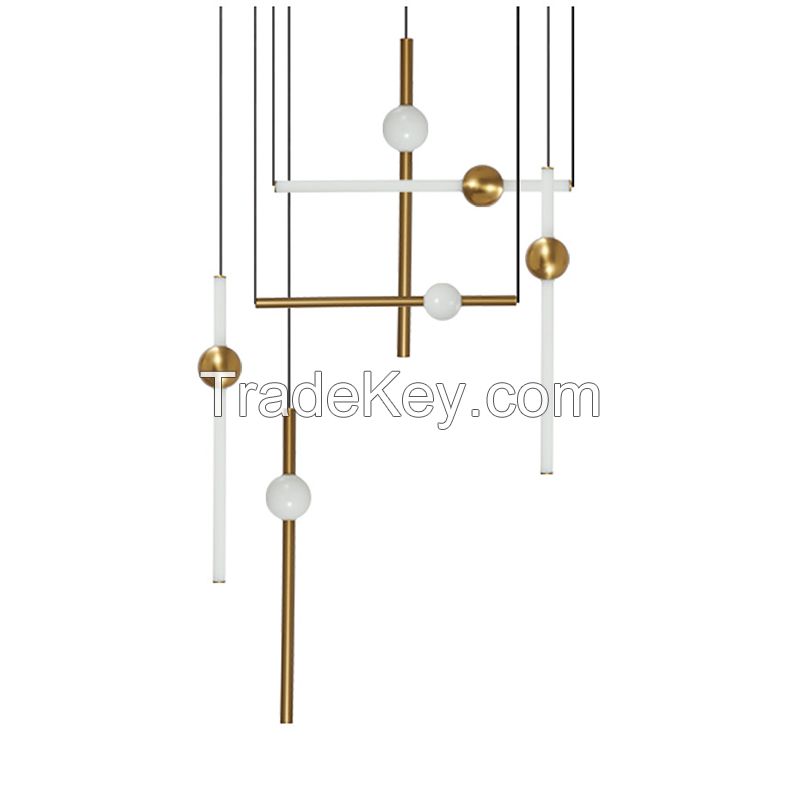 Postmodern creative hardware restaurant glass ball chandelier art cafe living room designer model room chandelier