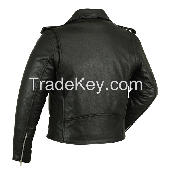 Men’s Classic Plain Side Police Style M/C Jacket