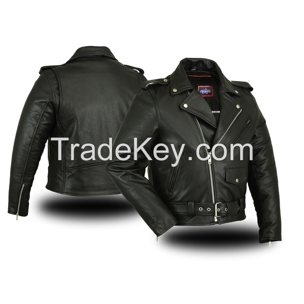 Men’s Classic Plain Side Police Style M/C Jacket