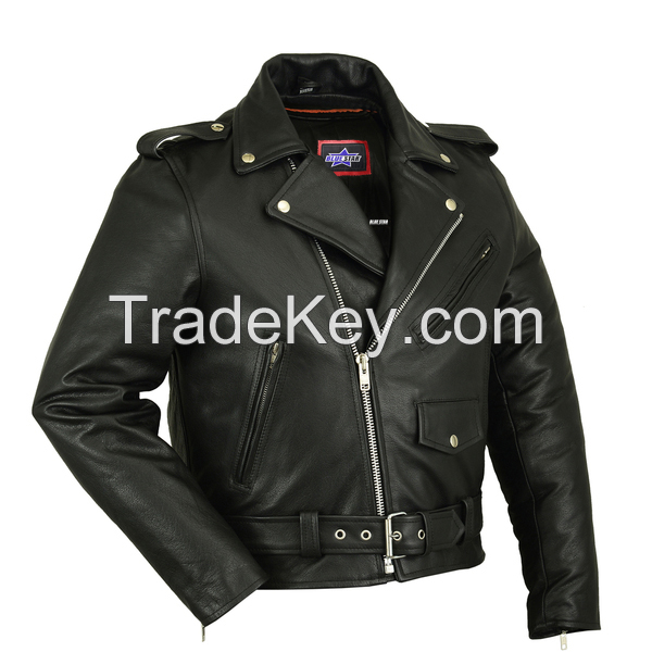 Men’s Classic Plain Side Police Style M/C Jacket