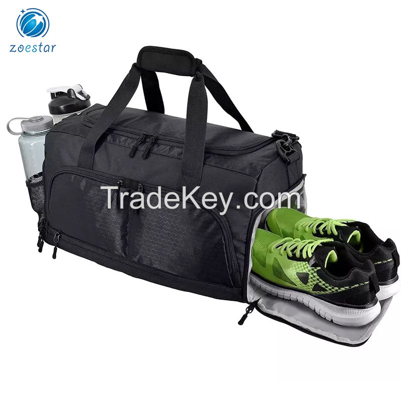 Factory wholesale bolsa de lona durable sports gym duffle bag with shoe compartments