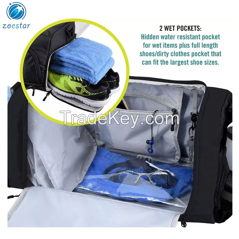 Factory wholesale bolsa de lona durable sports gym duffle bag with shoe compartments