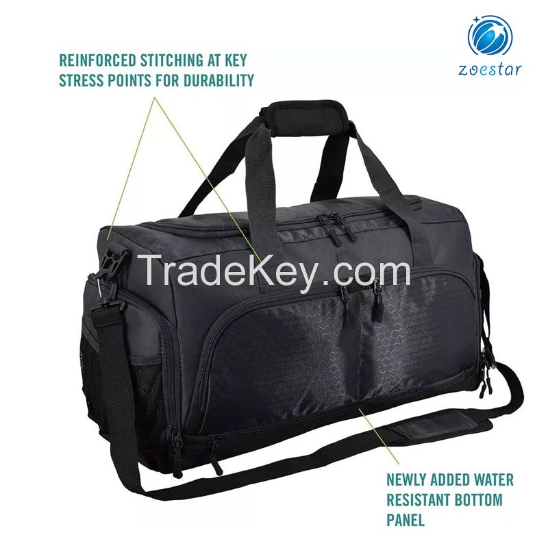 Factory wholesale bolsa de lona durable sports gym duffle bag with shoe compartments