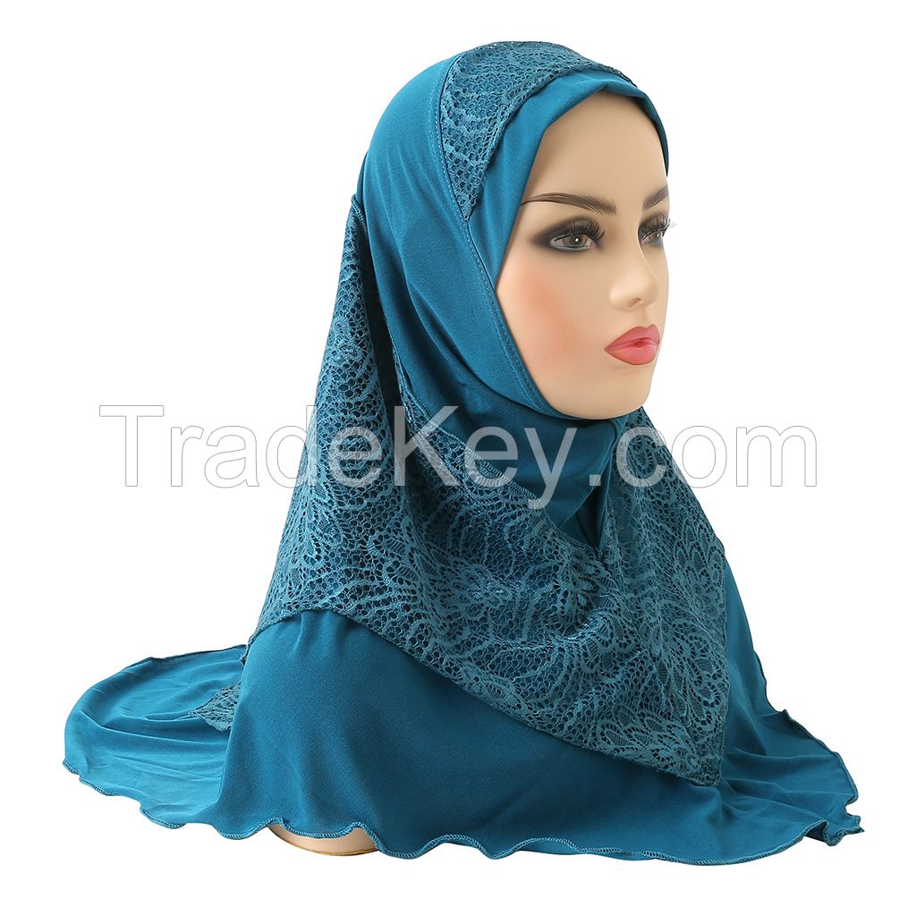 Instant Hijab Chiffon Shawl Stitched Inner Bonnet Convinient Headwrap Muslim Women Islamic Underscarf 