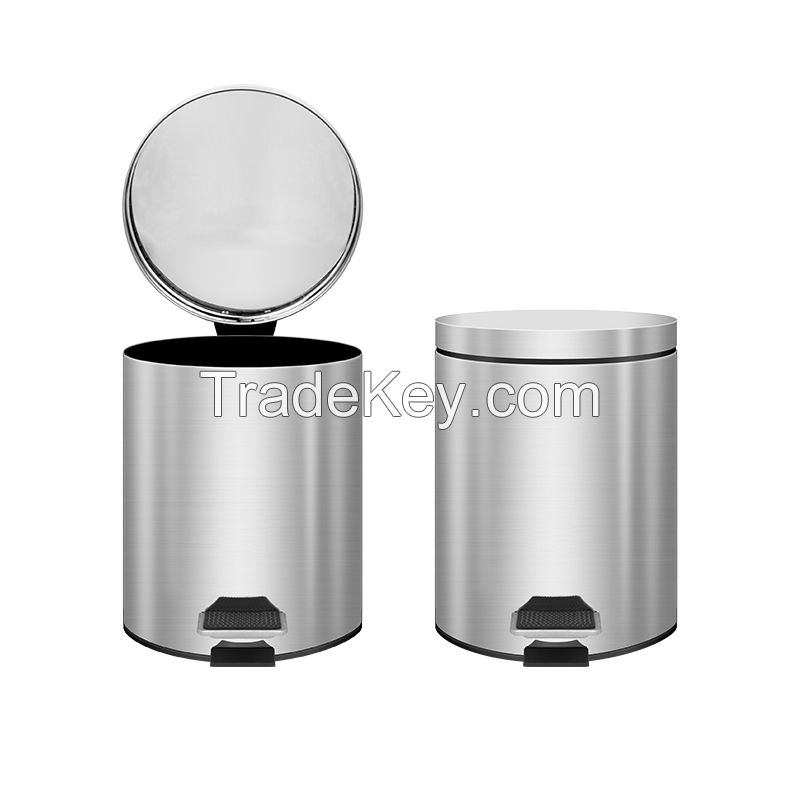 Stainless Steel Step Trash Can Pedal Garbage Can Bathroom Toilet Trash Can Bin