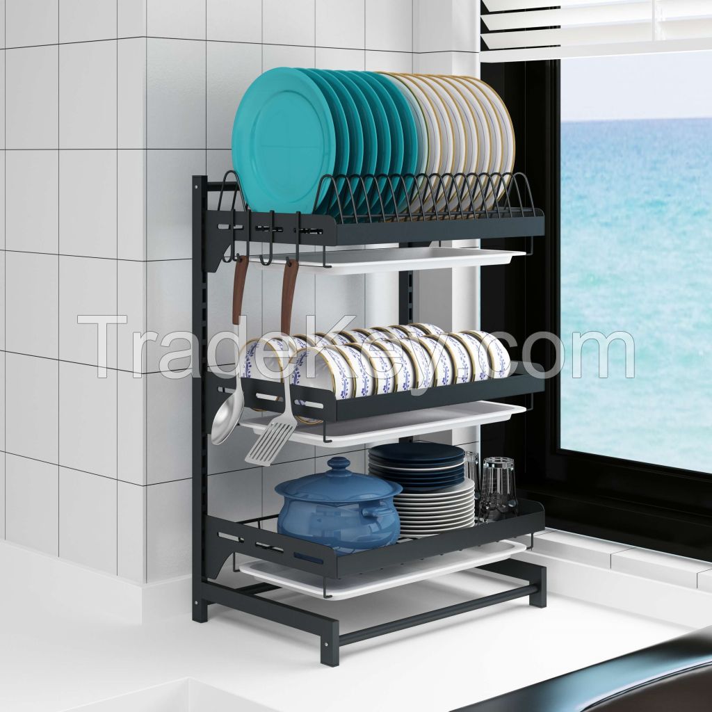 Table buckle three-layer dish rack