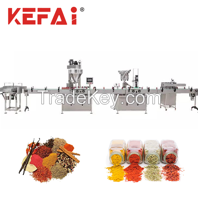 KEFAI Full Automatic Protein Powder Spice Bottle Jar Filling Capping Packing Machine Production Line For Filling Powder