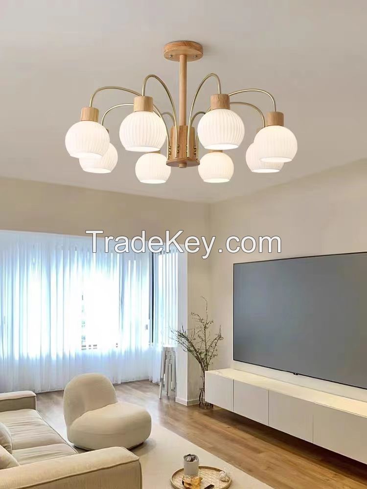 Candy Nordic chandelier living room main lamp modern simple atmosphere log wind lamp Japanese luxury medieval bedroom dining room lamp