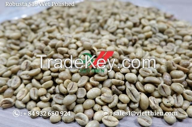 Robusta green coffee beans- wet polished quality- S18/S16/S14