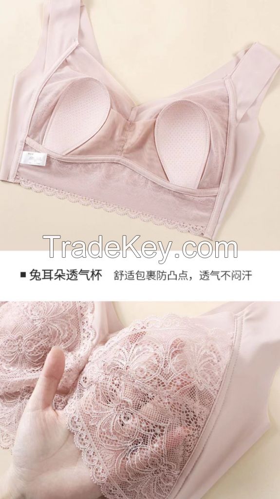 Top permanable bra, lace sexy bra, unti-sagging, rabbit-ear type bra