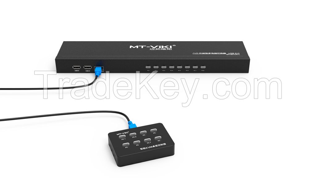 VGA KVM Switch 8 in 1 Out + Cables, MT-VIKI 8 Port Rack Mount USB KVM Switcher VGA 8X1