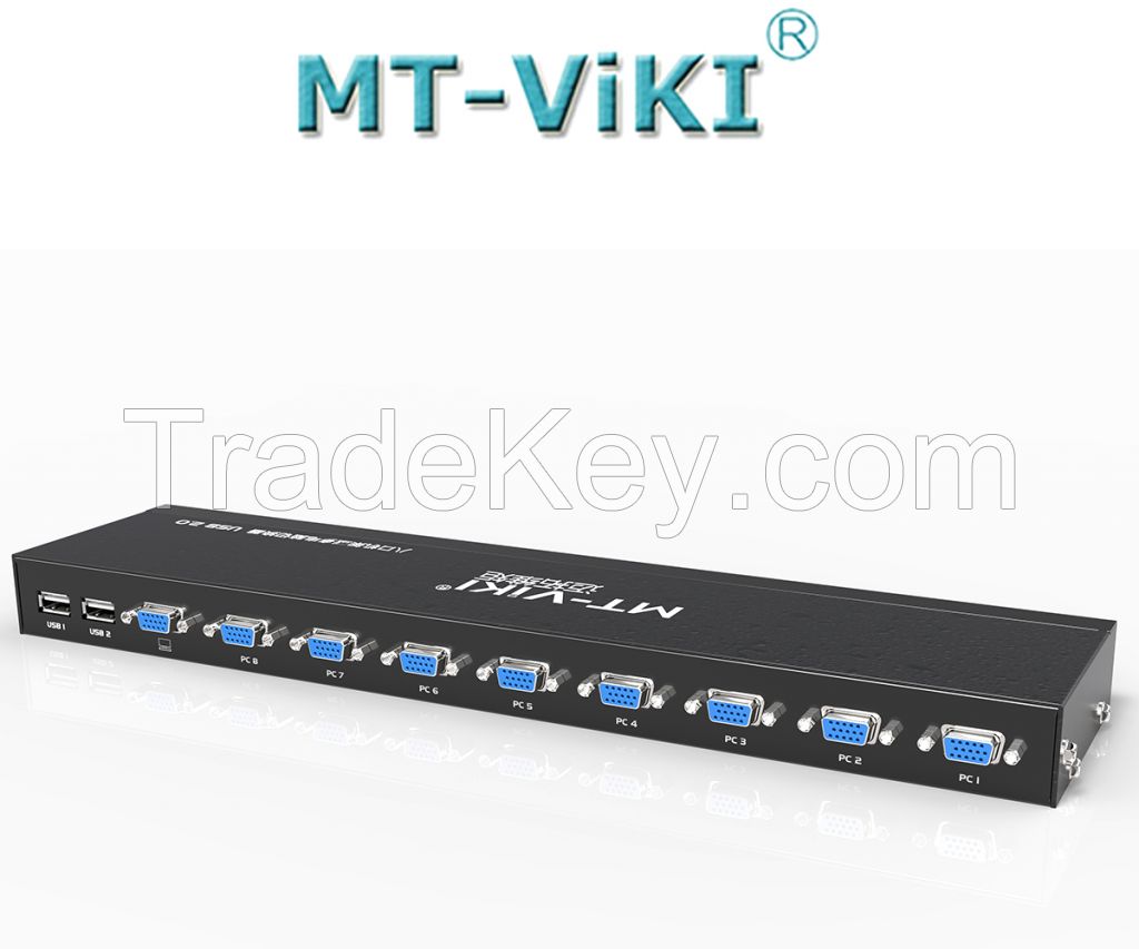 VGA KVM Switch 8 in 1 Out + Cables, MT-VIKI 8 Port Rack Mount USB KVM Switcher VGA 8X1