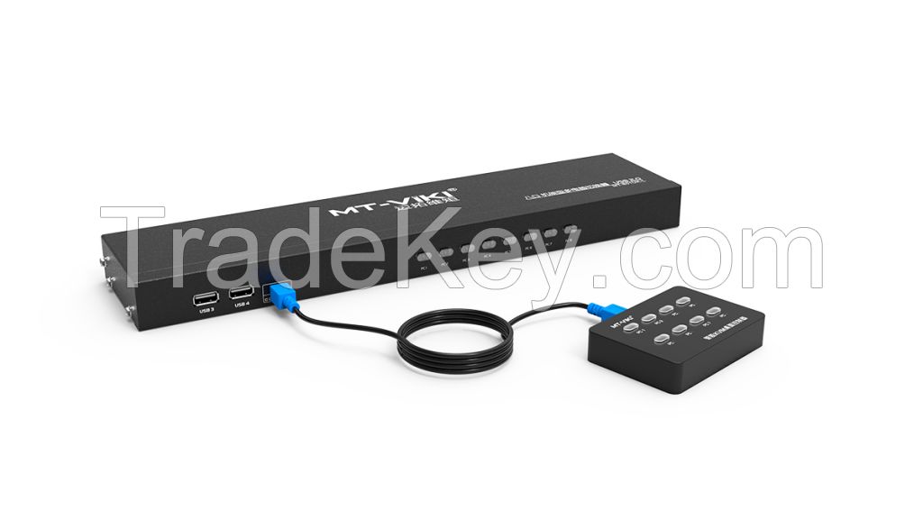 VGA KVM Switch 8 in 1 Out + Cables, MT-VIKI 8 Port Rack Mount USB KVM Switcher VGA 8X1