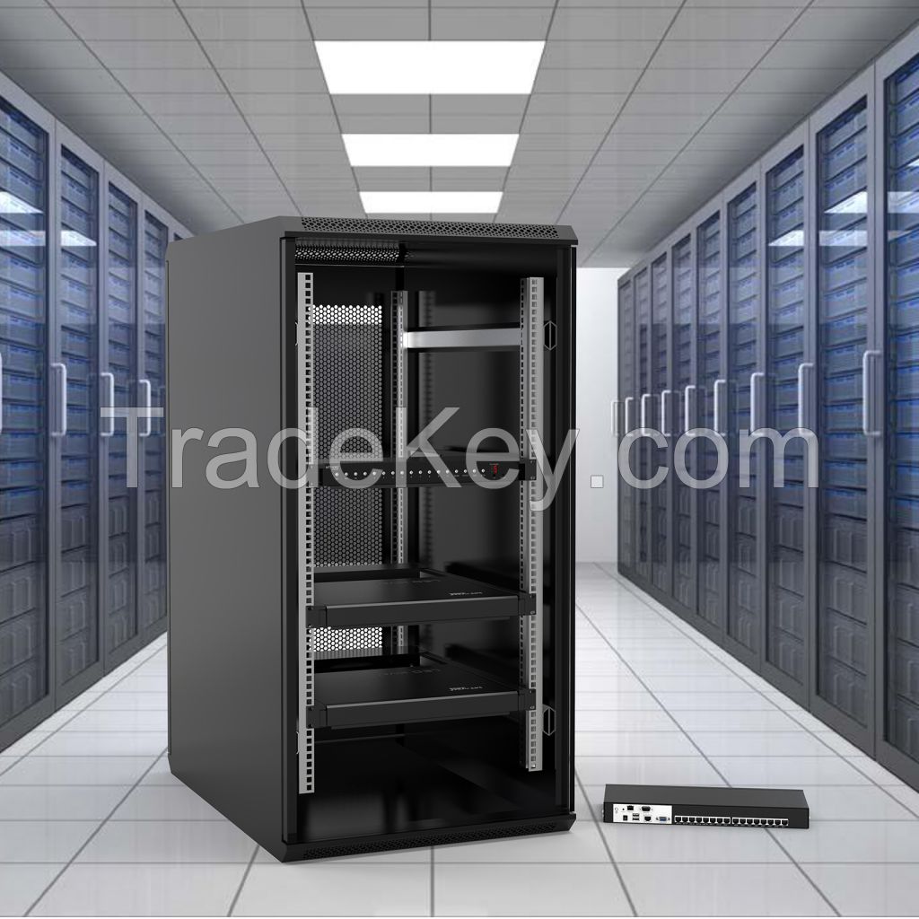 16 Port KVM Switch Over Ethernet + VGA to RJ45 Adapters, MT-VIKI 1U Rack Extender KVM Switch Console by Cat5e 6 7 LAN Port