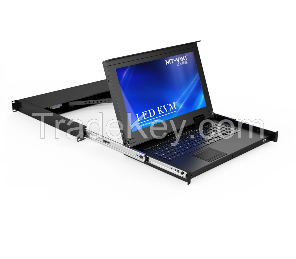 15.6" LCD KVM Switch 8 Port HDMI + 8 Cables, MT-VIKI LED 1U Rackmount LCD KVM Switch Drawer Console