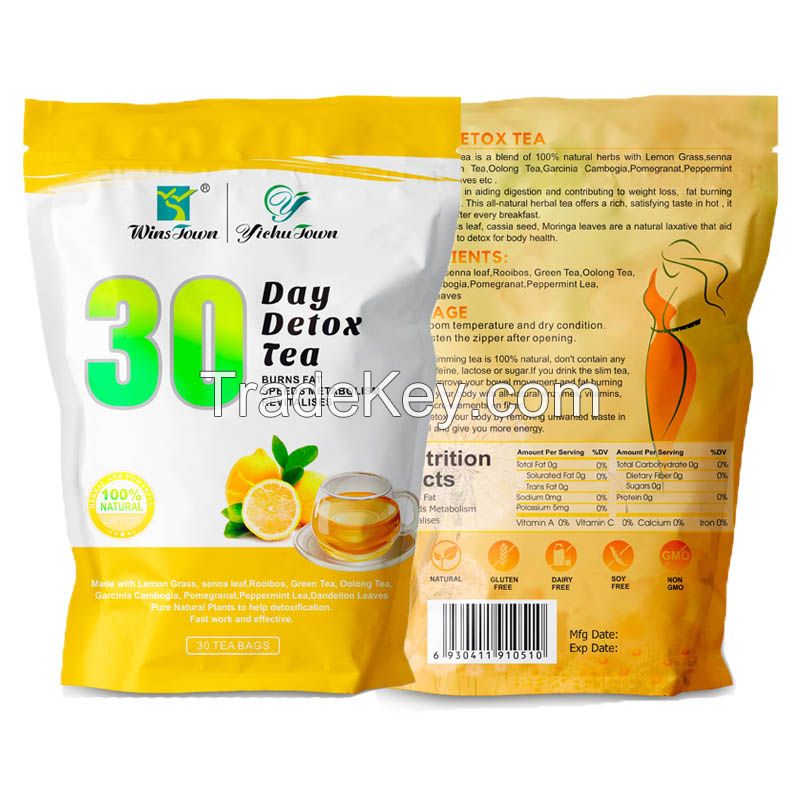 Natural Lemon flavor slim tea Private Label 30 Days Weight Loss Belly Detox Tea for Slimming Product