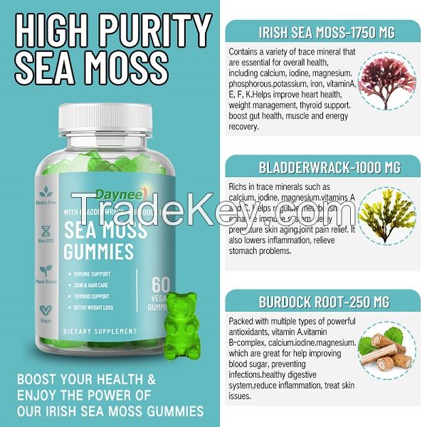 Organic Sea Moss Gummies,Seamoss Gummies,Private Label Healthcare Supplements Seamoss Gummies Vegan Organic Sea Moss Gummies 