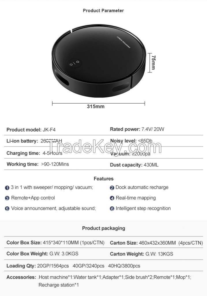 F4 Rechargeable robot vacuum cleaner room cleaner