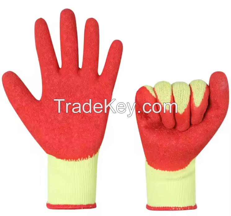 10 Gauge Orange String Knit Cotton Latex Palm Coated Work Gloves Export to Middle Eastern Market