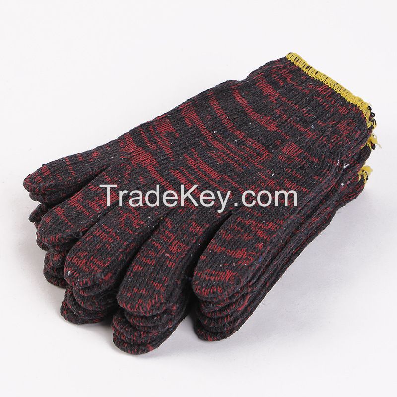 Unisex Men Women Cotton Polyester String Knit Mixed Color Cotton Mitten Safety Industrial Working Gloves