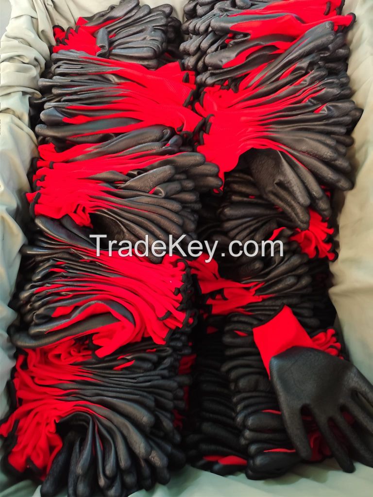 Breathable Latex Coated Crinkle Palm Garden Gloves Industrial Safety Gloves