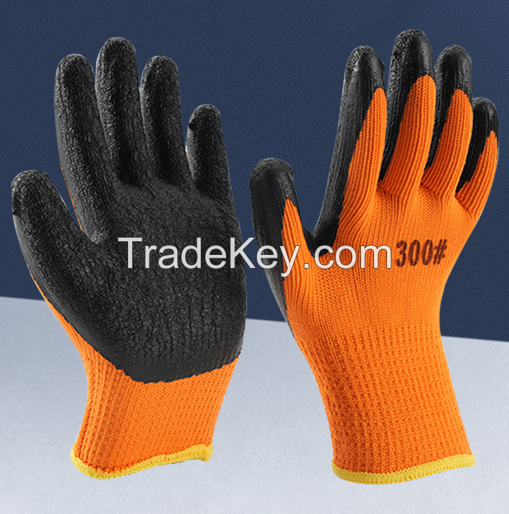 High Quality Customized Logo Breathable Dipped Latex Work Gloves Wear-resistant for Construction Warehouse Gardening Gloves