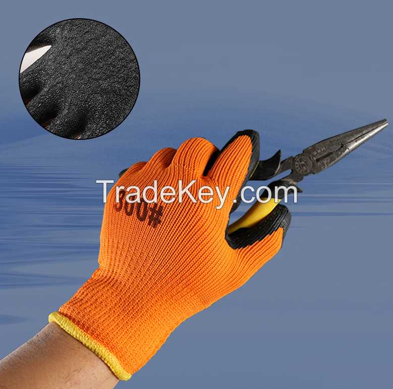 High Quality Customized Logo Breathable Dipped Latex Work Gloves Wear-resistant for Construction Warehouse Gardening Gloves