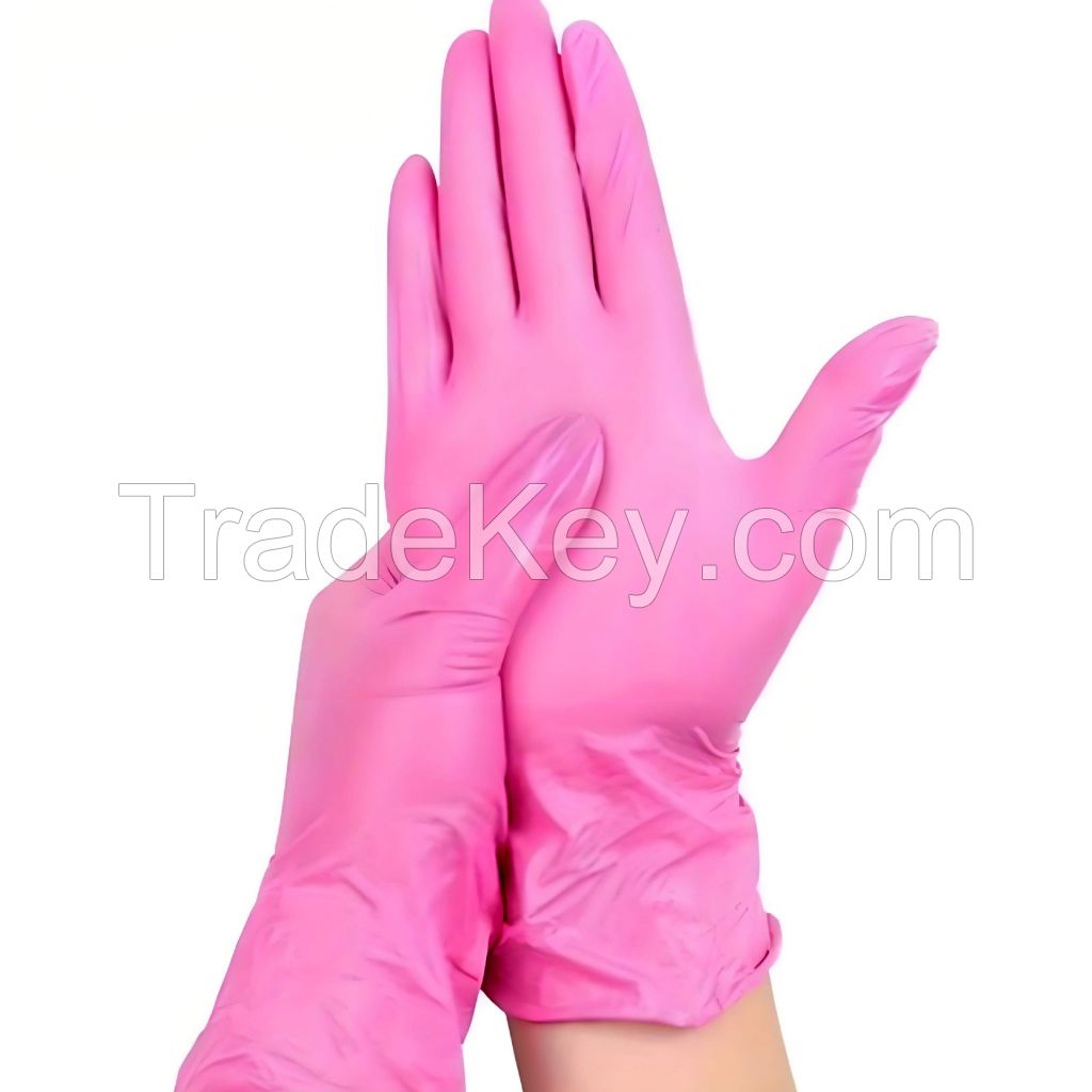 Wholesale disposable pink gloves, food-grade nitrile PVC composite waterproof, oil-proof and beauty use