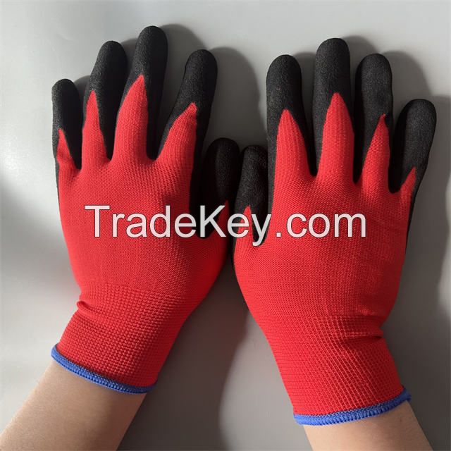 Breathable Latex Coated Crinkle Palm Garden Gloves Industrial Safety Gloves