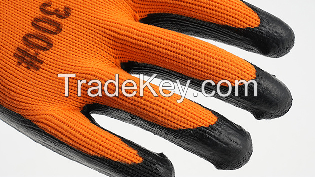 High Quality Customized Logo Breathable Dipped Latex Work Gloves Wear-resistant for Construction Warehouse Gardening Gloves