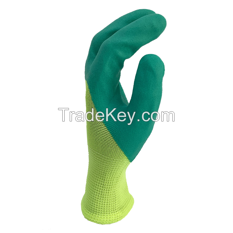 Good Quality Double Dipped Palm Coated Crinkle Latex Wrinkled Industrial Safety Work Gloves