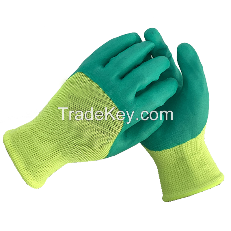 Good Quality Double Dipped Palm Coated Crinkle Latex Wrinkled Industrial Safety Work Gloves